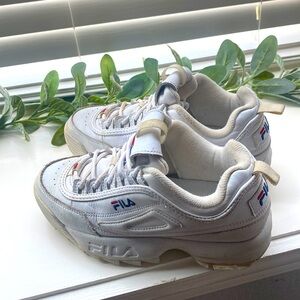 Size 6 white Filas Disruptor II